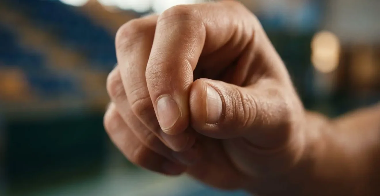 Gros plan sur les mains d'un sportif effectuant un geste d'ancrage mental