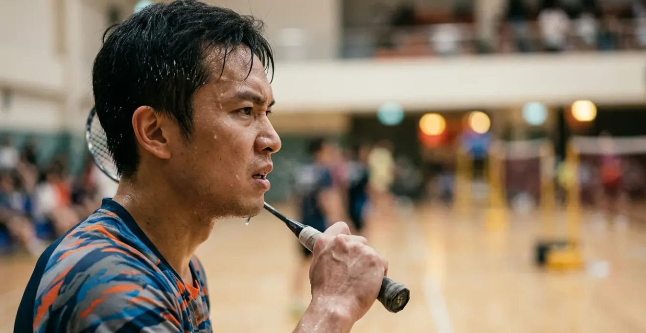 Joueur de badminton dans un moment de haute pression lors d'un point décisif