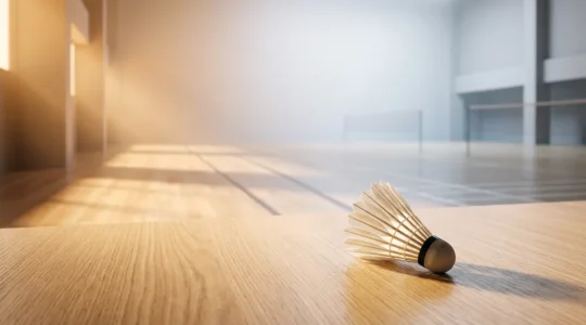 Scène évoquant l'énergie et la préparation nutritionnelle pour un tournoi de badminton