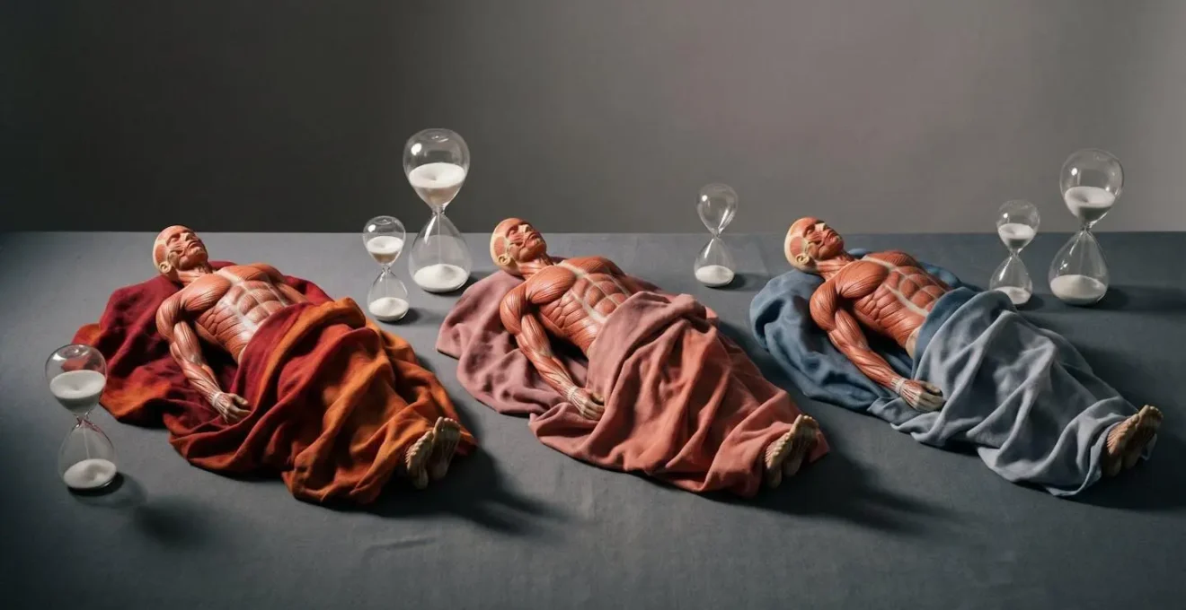 Ligne du temps visuelle montrant le processus de récupération musculaire après l'effort