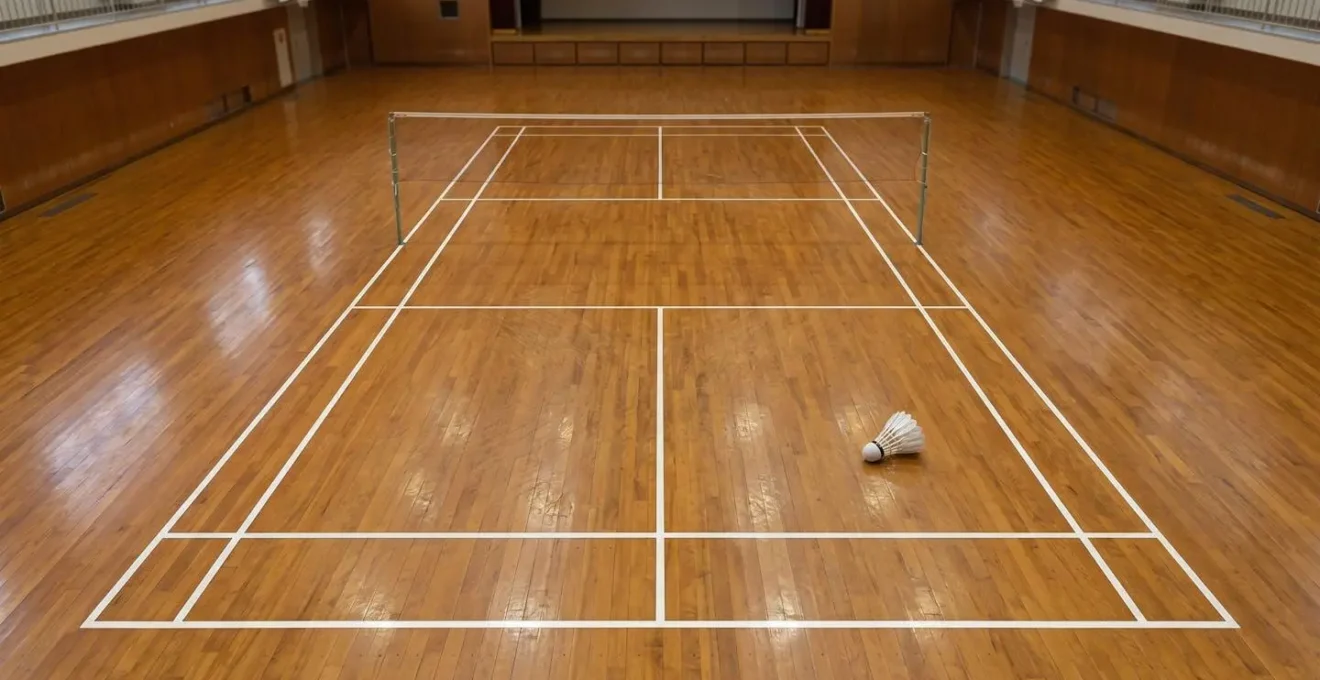Vue du terrain de badminton montrant les zones stratégiques à cibler plutôt que les lignes